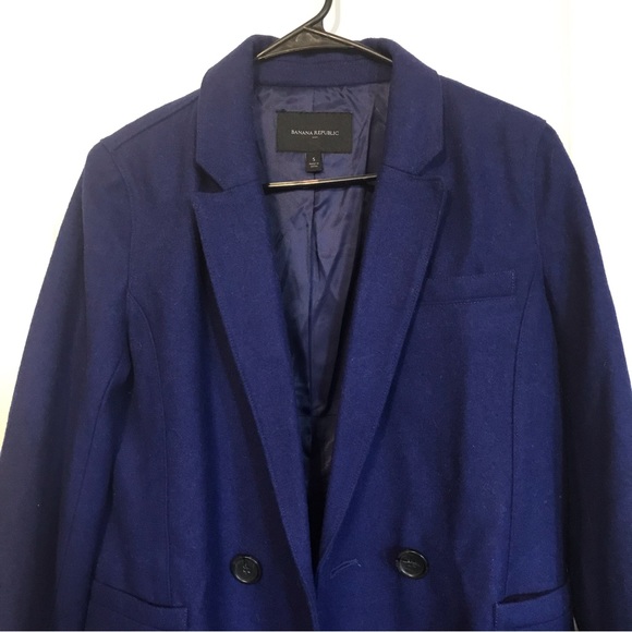 Royal Blue Banana Republic Pea Coat, double breasted lapel collar - Picture 9 of 12